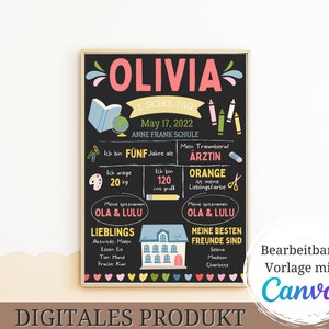 Einschulungstafel schultagstafel, Meilensteintafel erster Schultag, Chalkboard Einschulung Geschenk 1 Schultag Meilensteintafel