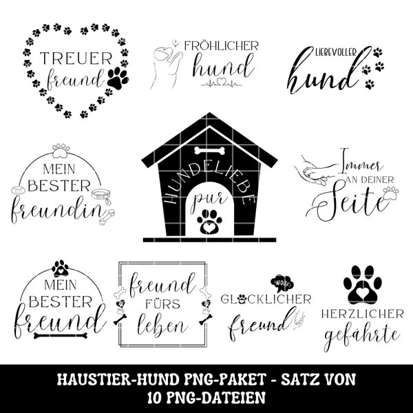 German Pet dog png files, 10 haustier hund png Bünde Datei, Hundebilder zum download PNG bundle Sublimation