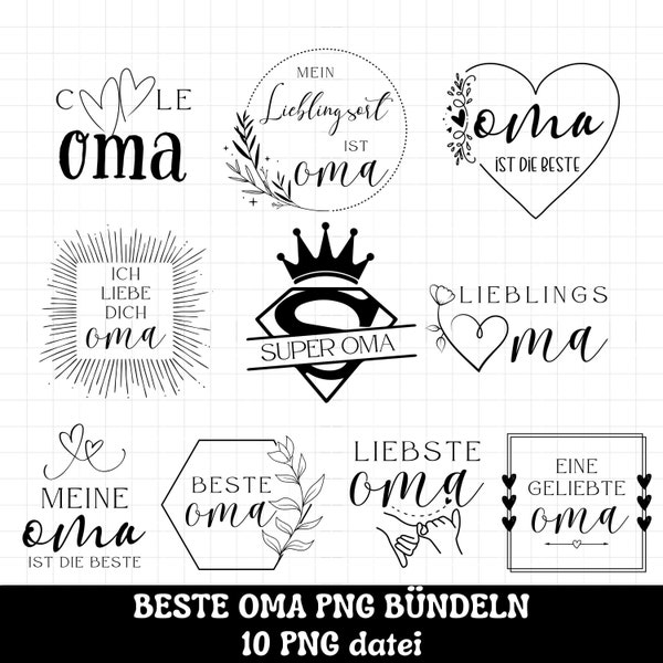 German Best Grandma png files, 10 beste Oma png Bünde Datei, Oma quotes PNG bundle Sublimation