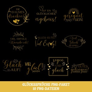 German Glückssprüche png svg files, 10 German Lucky sayings png Bünde Datei, Deutsche Glückssprüche PNG bundle Sublimation