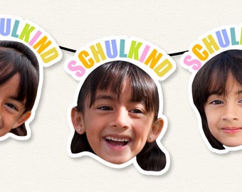 Personalisierte Schulkind Fotogirlande | Einschulung Deko | Foto Banner mit Gesicht | Schulanfang Party | Einschulung Banner Geschenk
