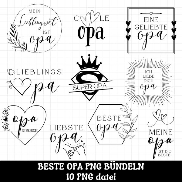 German Best Grandpa png files, 10 beste Opa png Bünde Datei, Super Opa quotes PNG bundle Sublimation