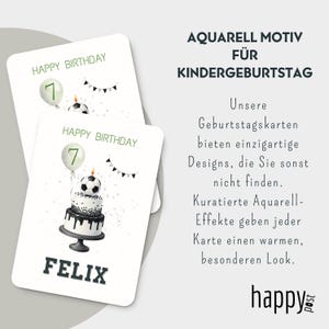 May include: Two white birthday cards with a soccer ball cake design. The cards say "Happy Birthday" and feature the number 7. The name "Felix" is printed at the bottom of one card.