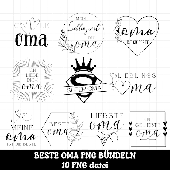 German Best Grandma png files, 10 beste Oma png Bünde Datei, Oma quotes PNG bundle Sublimation