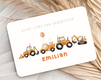 Personalisierte Baustellen Geburtstagskarte – Geburtstagskarte Baustellenparty Bagger, Betonmischer – Construction vehicle boy birthday card