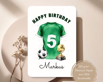 Personalisierte Fußball Geburtstagskarte – Aquarell Kindergeburtstagskarte mit Name & Alter – Sport Karte Junge – Football Birthday Card