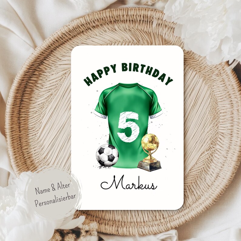 Personalisierte Fußball Geburtstagskarte – Aquarell Kindergeburtstagskarte mit Name & Alter – Sport Karte Junge – Football Birthday Card image 9