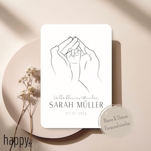 Personalisierte Karte „Hallo kleines Wunder“ – Willkommen Baby mit Name & Geburtsdatum – Geschenk für Eltern, Babykarte, Erinnerungsstück