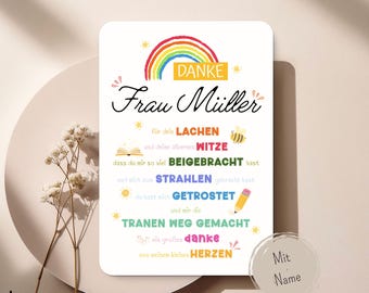 Kita Abschiedskarte Erzieherin Danke Karte personalisiert | Kindergarten Geschenk Tagesmutter Abschied | Kinderkrippe Geschenk Danke Karte