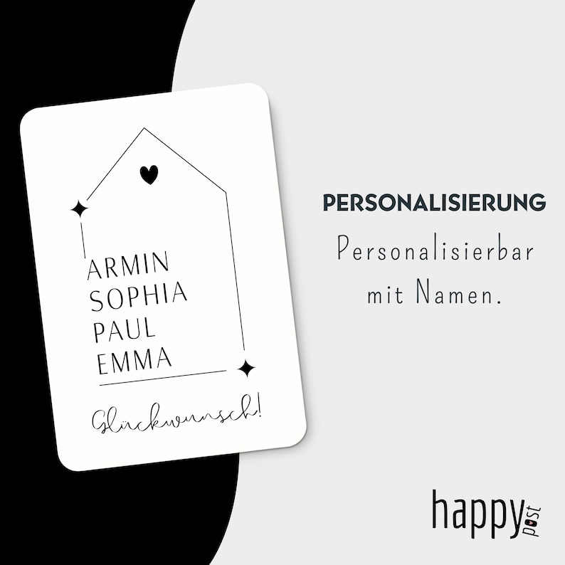 Personalisierte Neue Zuhause Karte – Einzugskarte mit allen Familiennamen – Hauskauf Glückwunschkarte Individuelle Familienkarte zum Einzug image 5