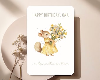 Buon compleanno, Oma — von deiner kleinen Maus“ Karte – Süße Geburtstagskarte für Oma von Enkelin – Biglietto di auguri per la nonna