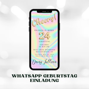 Digital Whatsapp Einladungskarte, Personalisiert Geburtstags Einladung online Digitale ecard Einladung zum Versenden per Messenger