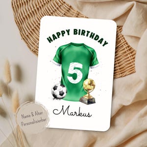 Personalisierte Fußball Geburtstagskarte – Aquarell Kindergeburtstagskarte mit Name & Alter – Sport Karte Junge – Football Birthday Card image 8
