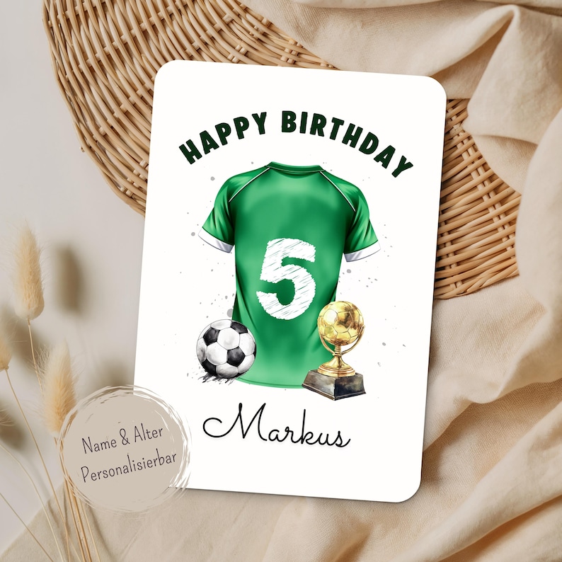 Personalisierte Fußball Geburtstagskarte – Aquarell Kindergeburtstagskarte mit Name & Alter – Sport Karte Junge – Football Birthday Card image 8