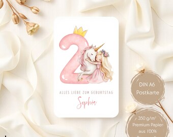 Einhorn Geburtstagskarte Für Schwester - Aquarell-Design Mit Persönlicher Botschaft