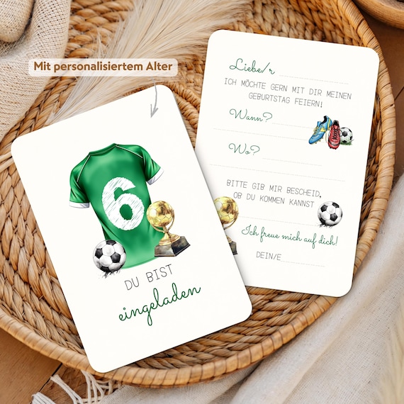 Fußball Einladungskarte Geburtstagsparty für Jungen - Einladung Kindergeburtstag Fußball Geburtstag  - Football birthday invite