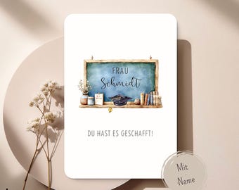 Personalisierte Karte Lehrer Examen | Glückwunsch Karte Abschluss Studium Referendariat | Geschenk tafelmotief cadeau cadeau