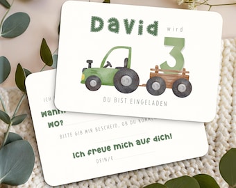 Traktor Geburtstagseinladung Jungen – Personalisierte Traktor Einladungskarte Kindergeburtstag – Invitación de cumpleaños del tractor para niños