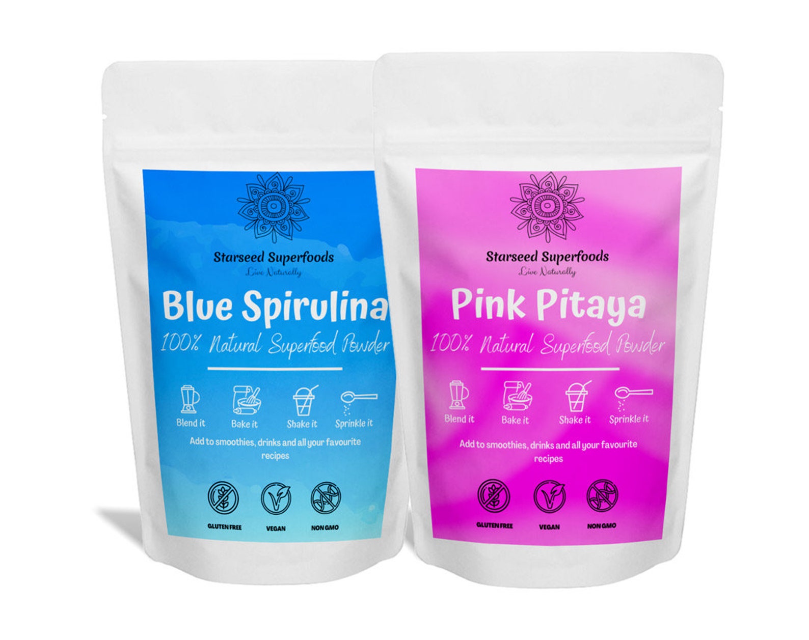 Blue Spirulina & Pink Pitaya Vibrant Natural Organic Powder Etsy UK