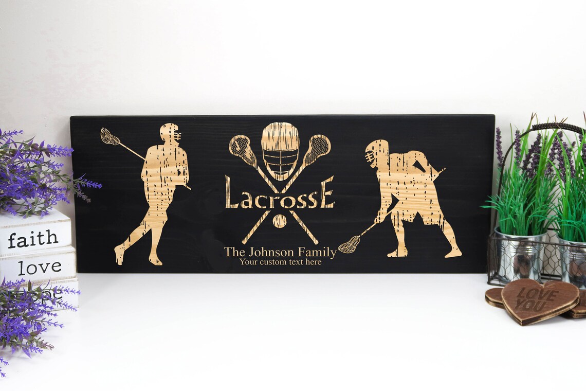 Lacrosse Wood Sign Custom Sport Theme Sign Custom Wood Sign Etsy
