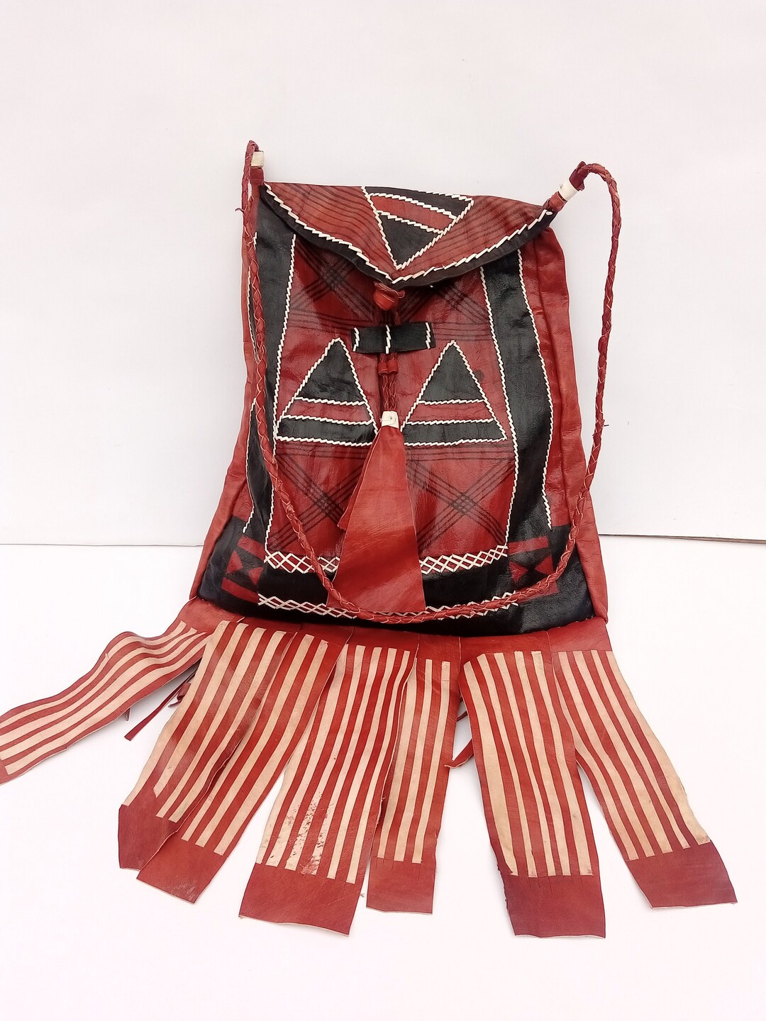 Fulani Artisanal Cross Shoulder Leather Bag bag for Lectures/bag for