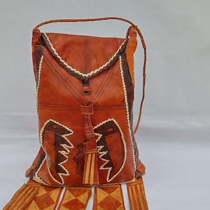 Fulani Artisanal Cross shoulder Leather Bag (Bag For Lectures/bag  for keeping books etc )