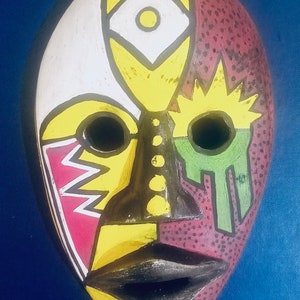 Hand Carved and Painted Wooden Mask from Ghana