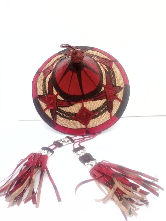 A Mulitple Colored Red African Hat with matching Scarf with Tassels Amazon.com: Kangaroo Red Fez Hat for Men With Gold Tassel  main image 2