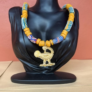 Sankofa Necklace |African Traditional Beaded Necklace | Necklace with Adinkra Symbols | Ghana Necklace |Asante Queen Mother Necklace