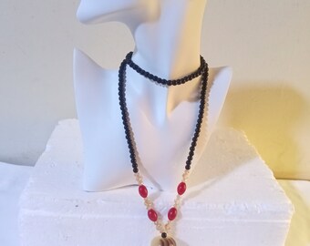 Collier Africain En Perles De Verre Blanche - Occasion, Bijou Ethnique Style
