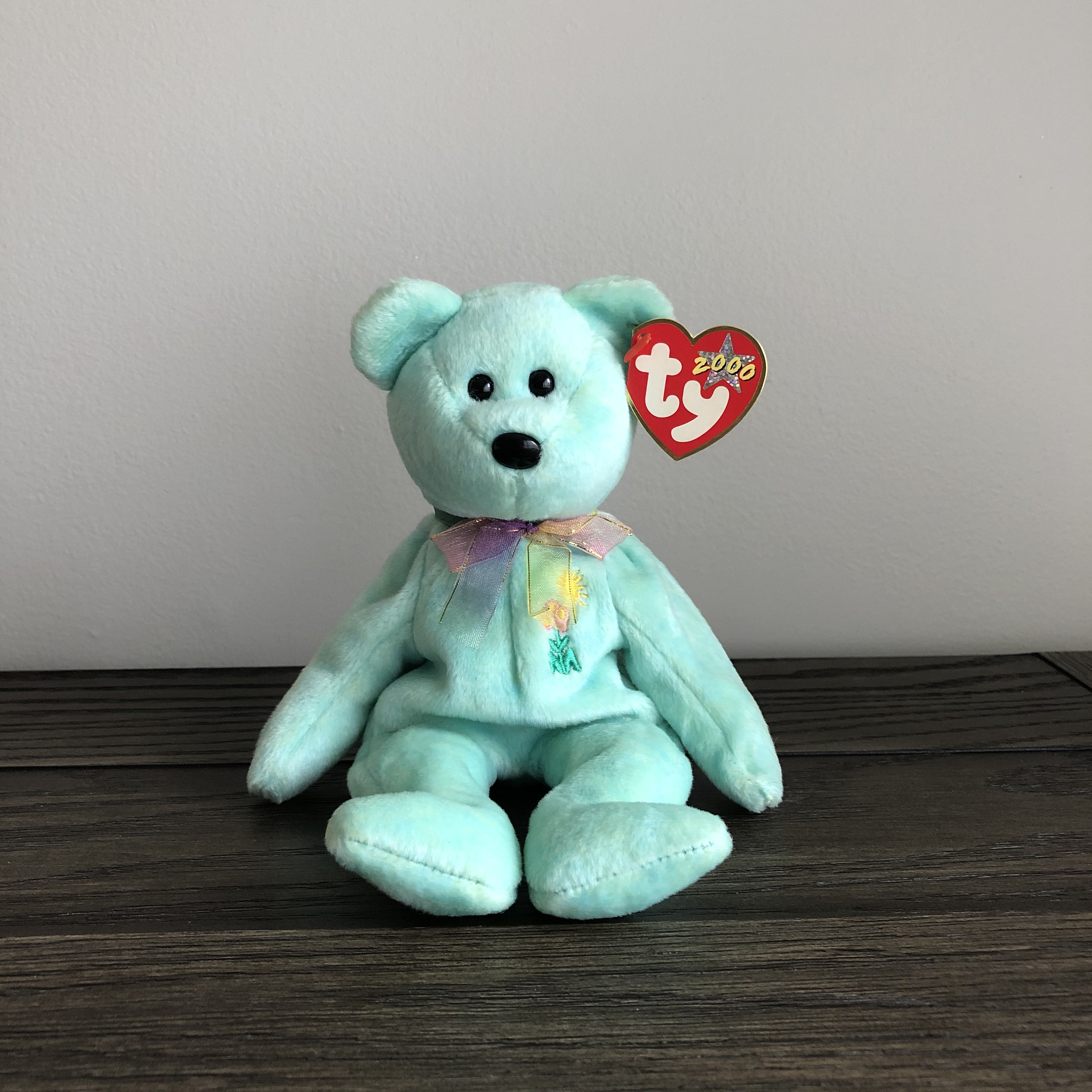 Vintage TY Beanie Baby Ariel the Bear / Turquoise Mint Color Etsy