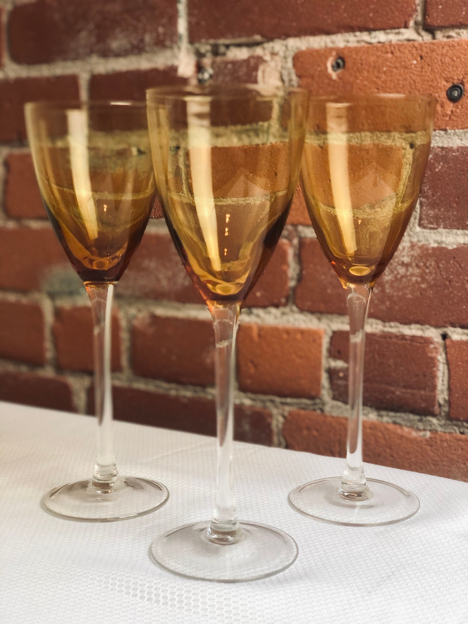 Set of 3 Amber Wine Glasses 10 Etsy