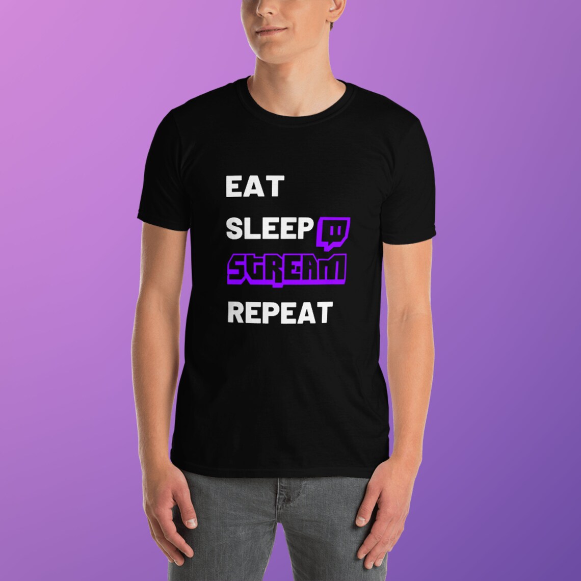 Twitch Logo Sign Eat Sleep Stream Repeat TShirt Twitch Etsy