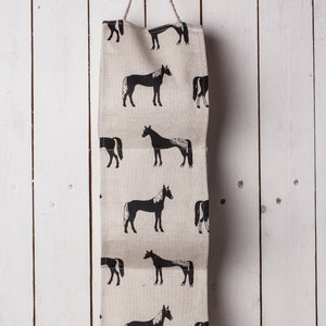 Linen toilet paper holder, Horses design, Gift for horses lovers, Christmas gift, Farm house bathroom