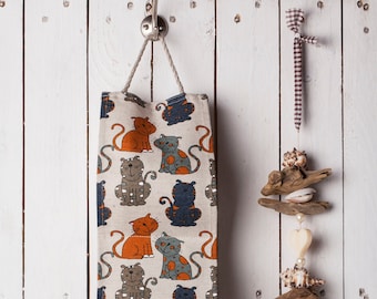 Suporte de papel higiênico, decoração de banheiro, organizador de banho pequeno, suporte de papel higiênico de armazenamento, design de gatos marrons, presente para o Natal