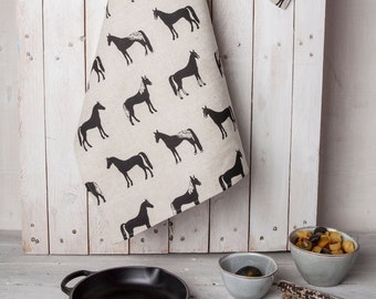 Linen/Cotton Kitchen towels, Horses tea towels, Farm house kitchen, Housewarming gift, Gift for Christmas