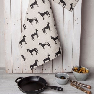 Linen/Cotton Kitchen towels, Horses tea towels, Farm house kitchen, Housewarming gift, Gift for Christmas