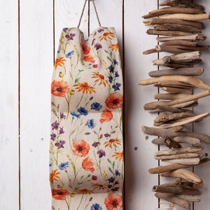 Carta igienica in cotone, portarotolo, design papaveri e fiordalisi, arredo bagno, piccolo organizer da bagno, portaoggetti, motivo fiori di prato