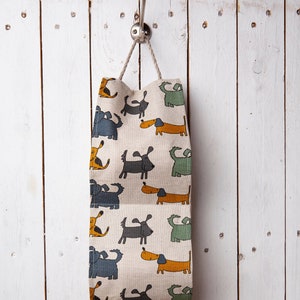 Porta carta igienica in lino, design cani, piccolo organizzatore da bagno, porta carta igienica, porta carta igienica, un regalo per i cani abbassa