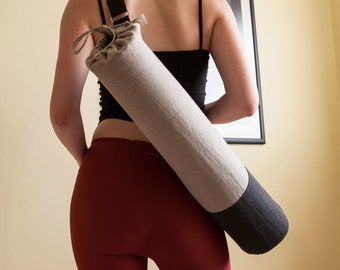 Linen yoga bag pack, Yoga mat holder, Yoga gym bag with sling,  Yoga mat carrier pilates bag, Pilates bag, Fitness mat bag,