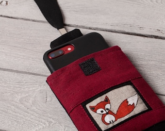 Linen mobile bag case, Fox design