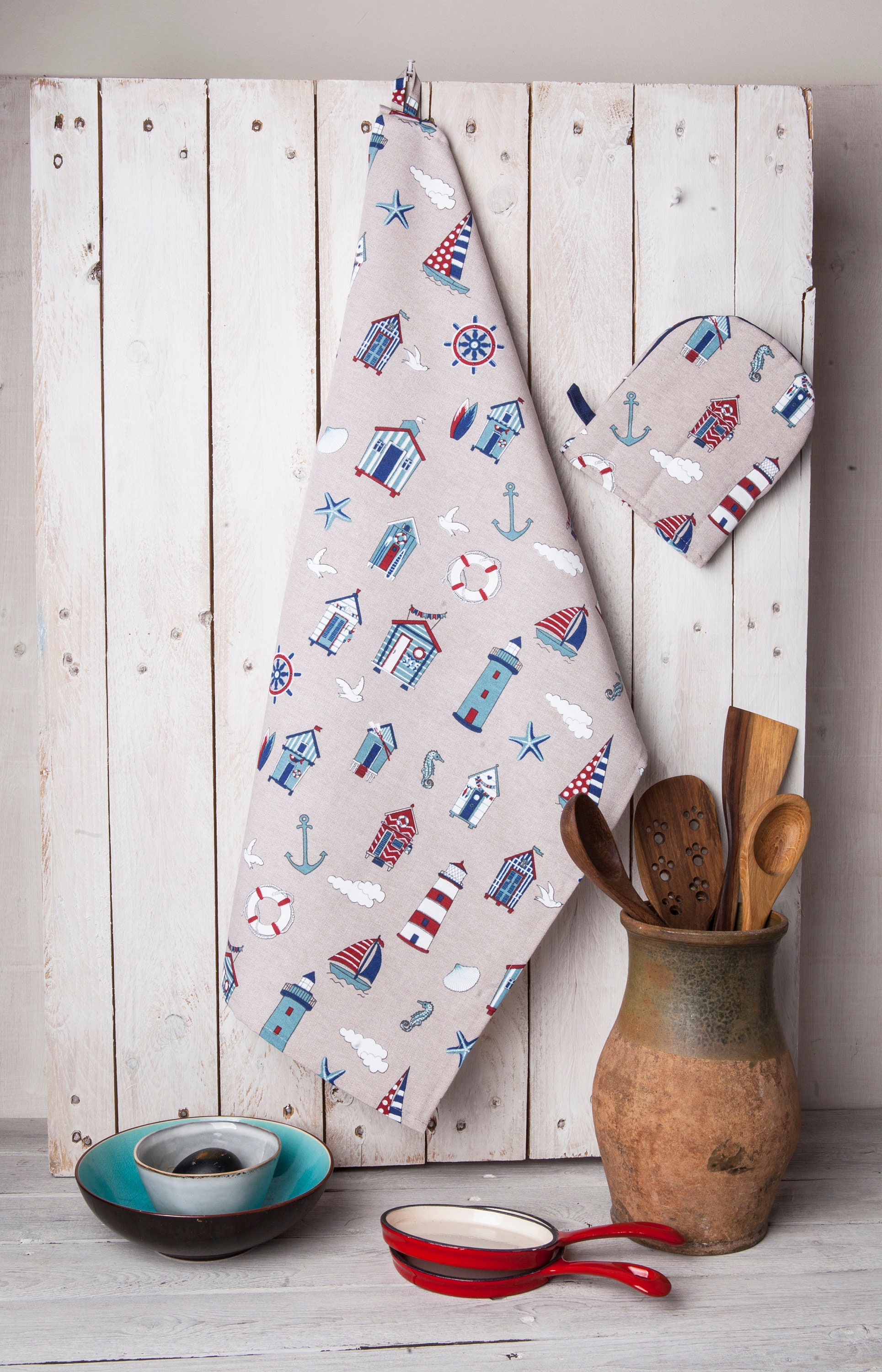 Lighthouse,Nautical kitchen towels, Sea, Ocean,Sailing design, Beach, seagull,boat pattern, Tea towels, Gift