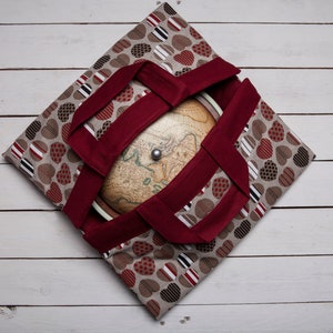 Sac a tarte, torba na ciasto, torba na zapiekankę, torba na ciasto, torba na naczynia, lniana torba na miskę, wzór serca