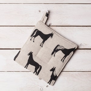 Portaequipajes de lino, Cocina de la casa de la granja, Diseño de caballos, Regalo de Navidad, Regalo para la mujer, Amantes de los caballos, Animales de la casa de la granja