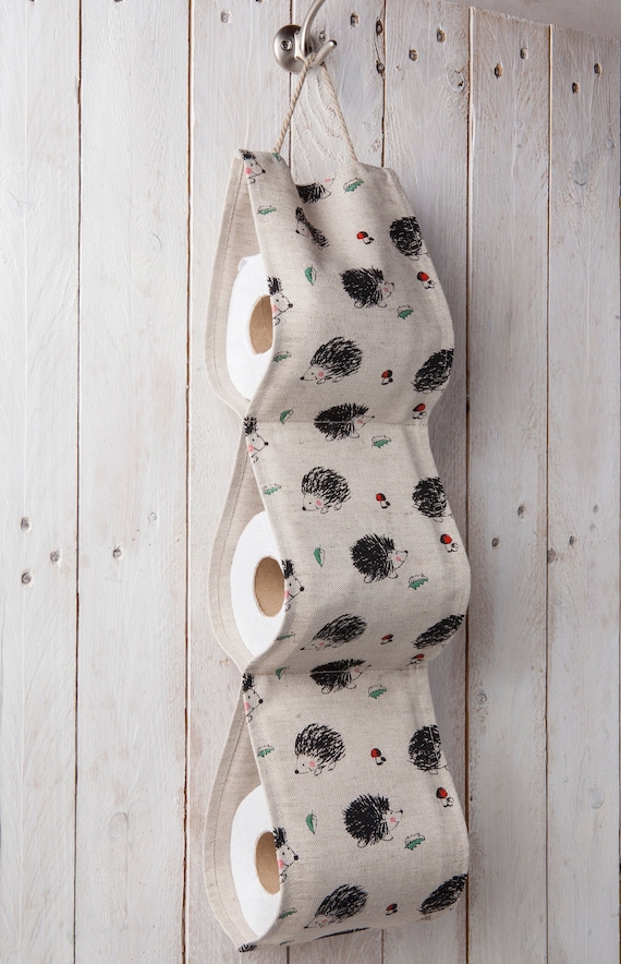 Linen Toilet Paper Holder, Hedgehog Design, Bathroom Decor, Small Bath  Organizer, Storage Toilet Paper Holder, Gift for Women 