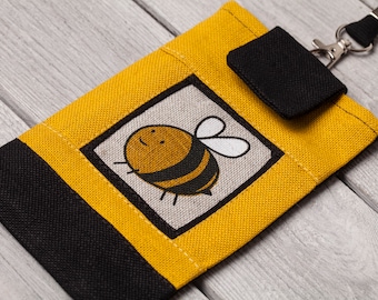 Linen mobile bag case, Bee design
