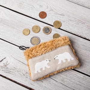 Sacs à main de pièce de monnaie, mini sac Etui, conception d’ours polaire, mini sac à main, sac de carte, pochette de fermeture éclair peu, poche d’écouteur, sac de pièces, petit cadeau de Noël