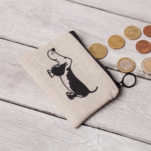 Etui mini sac, conception dachshund, Mini sac à main, sac de carte, petite poche de fermeture éclair, pochette d’écouteur, sac de pièces de monnaie, petit cadeau de Noël, modèle de chien