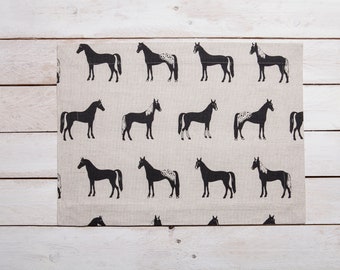 Linen placemat - horses design, Table Placemats, Table Linens, Dining Placemat, Christmas gift, Breakfast placemats