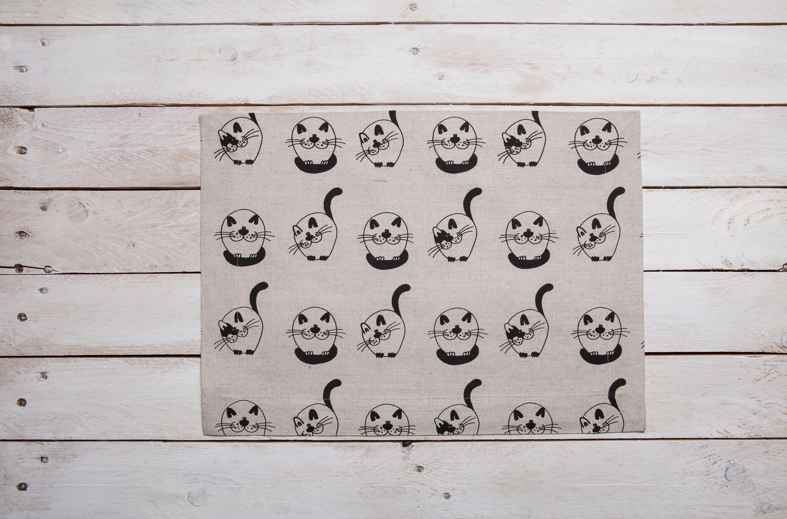 Linen placemat Black cats design Table Placemats Table Etsy